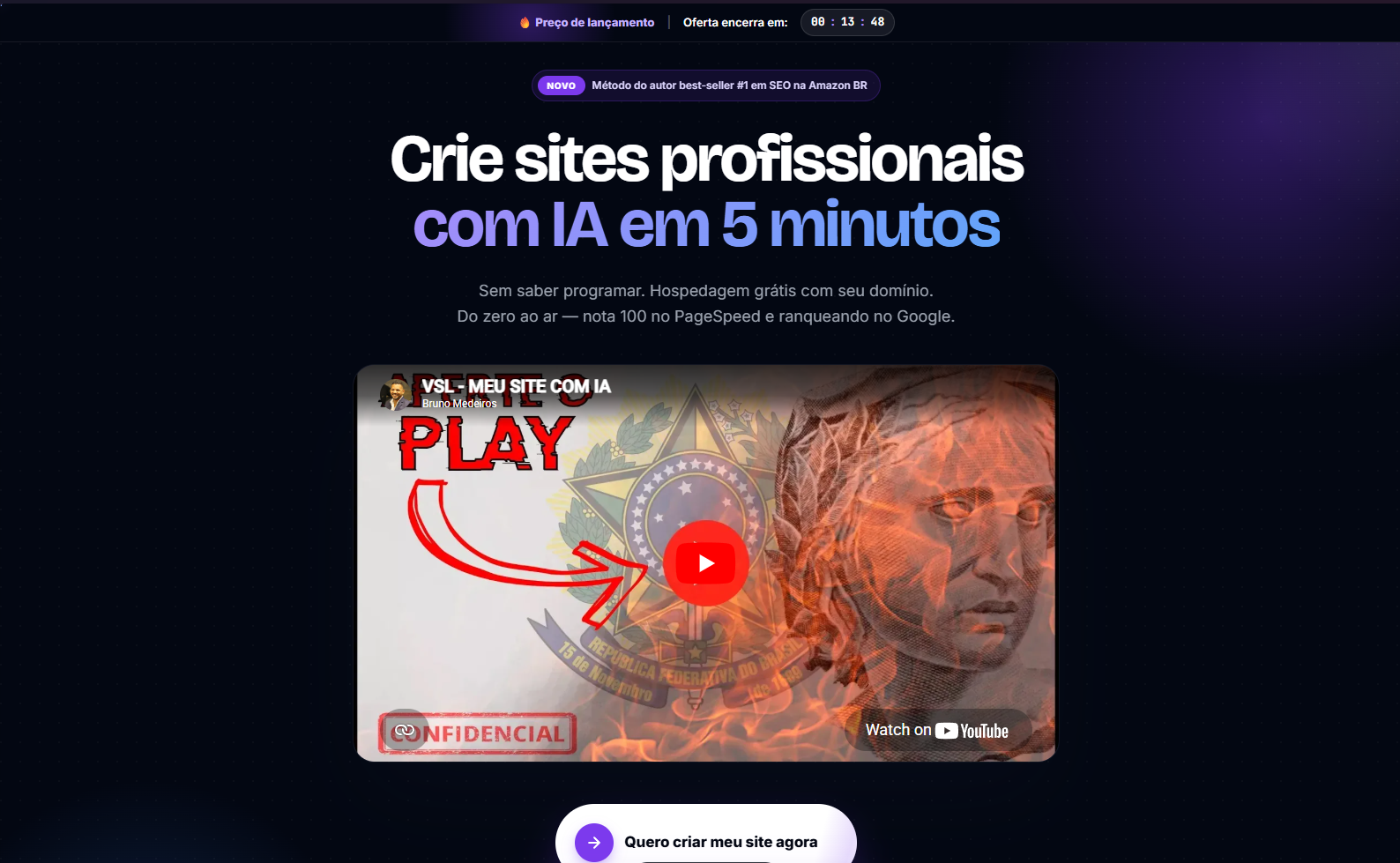 Meu Site com IA — Site no ar em 3 cliques